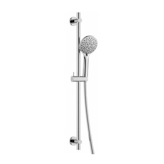 Flova Levo Round Slide Rail With 5-Function Handshower & Smooth Hose – Diamond Chrome - LVSR-RO - Envy Bathrooms Ltd