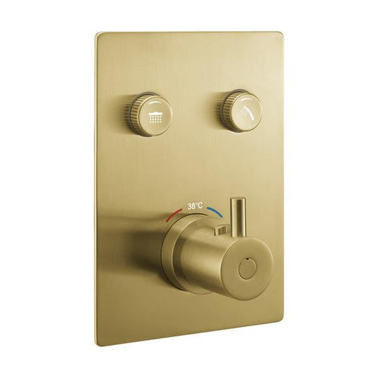 Flova Levo Square 2-Outlet GoClick Finishing Set – Brushed Brass - BRB-LVGO-2-SQ - Envy Bathrooms Ltd