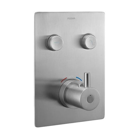 Flova Levo Square 2-Outlet GoClick Finishing Set – Brushed Nickel - BN-LVGO-2-SQ - Envy Bathrooms Ltd