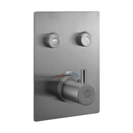 Flova Levo Square 2-Outlet GoClick Finishing Set – Gun Metal - GM-LVGO-2-SQ - Envy Bathrooms Ltd