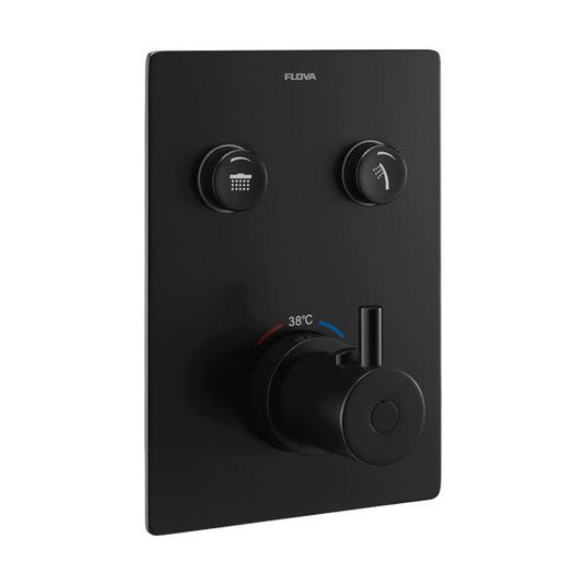 Flova Levo Square 2-Outlet GoClick Finishing Set – Matt Black - MB-LVGO-2-SQ - Envy Bathrooms Ltd