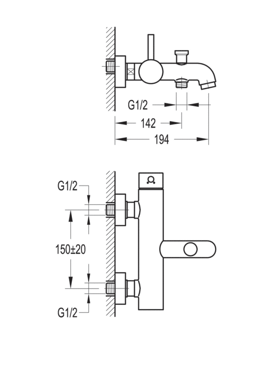 Flova Levo Wall Mounted Manual Single Lever Bath And Shower Mixer Tap With Hand Shower Set - LVSLBSM - Envy Bathrooms Ltd