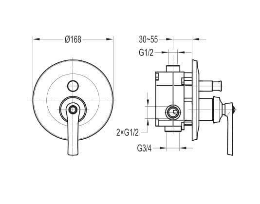 Flova Liberty 2 Outlet Concealed Manual Mixer Valve with Easyfit SmartBOX- Chrome LISHVODIV - Envy Bathrooms Ltd
