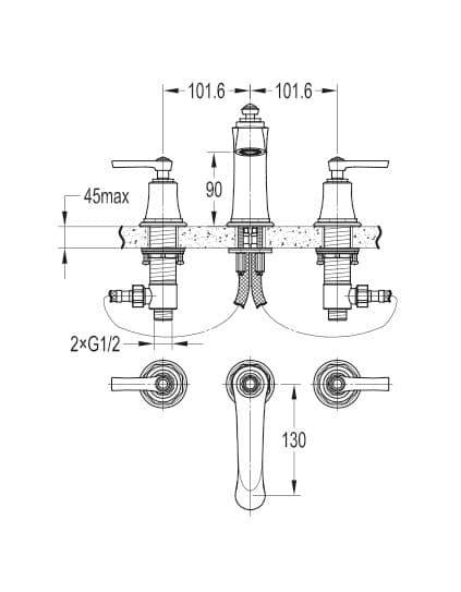 Flova Liberty 3 Hole Basin Mixer Tap with Clicker Waste - Chrome LI3HBAS - Envy Bathrooms Ltd