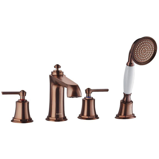 Flova Liberty 4 Hole Deck Mounted Bath Shower Mixer & Pull-Out Handset - Oil Rubbed Bronze LI4HBSM-ORB - Envy Bathrooms Ltd