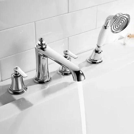 Flova Liberty 4 Hole Deck Mounted Bath Shower Mixer Tap with Pull Out Handset - Chrome LI4HBSM - Envy Bathrooms Ltd