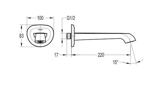 Flova Liberty Bath Spout Tap with Cover Plate - Chrome LISPOUT - Envy Bathrooms Ltd