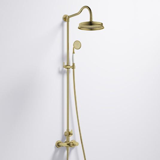 Flova Liberty Exposed Thermostatic Shower Column Brushed Brass | LITSKIT-BRB - Envy Bathrooms Ltd