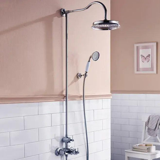 Flova Liberty Exposed Thermostatic Shower Column, Overhead Rainshower & Handset Kit - Chrome LITSKIT - Envy Bathrooms Ltd