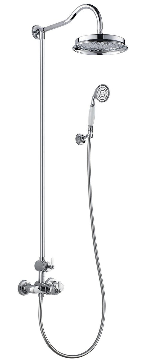 Flova Liberty Exposed Thermostatic Shower Column, Overhead Rainshower & Handset Kit - Chrome LITSKIT - Envy Bathrooms Ltd