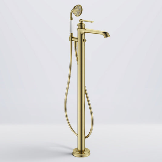 Flova Liberty Floor Standing Bath And Shower Mixer Brushed Brass | LIFMBSM-BRB - Envy Bathrooms Ltd