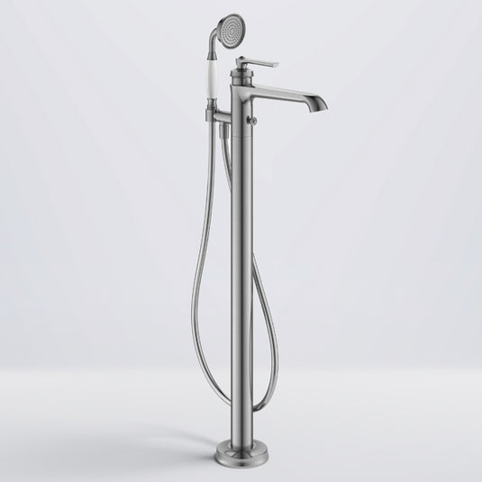 Flova Liberty Floor Standing Bath and Shower Mixer Brushed Nickel | LIFMBSM-BN - Envy Bathrooms Ltd