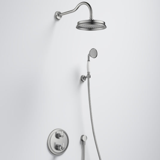 Flova Liberty GoTurn Round Shower Pack with Rain and Handshower Brushed Nickel | BN-LIGT2PK1 - Envy Bathrooms Ltd