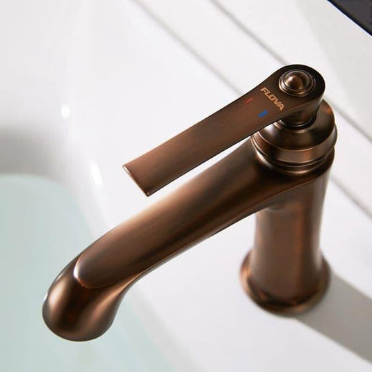 Flova Liberty Mono Basin Mixer Tap with Clicker Waste - Oil Rubbed Bronze LIBAS-ORB - Envy Bathrooms Ltd