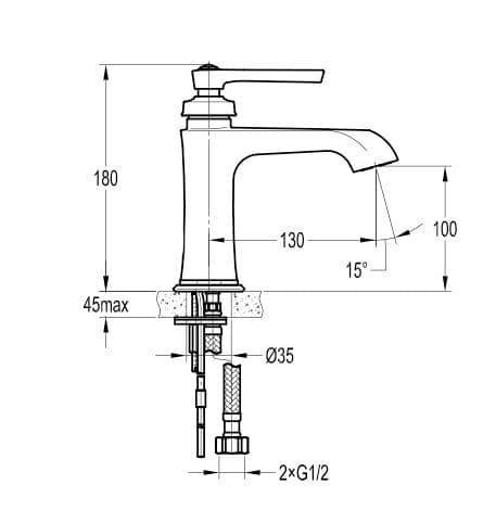 Flova Liberty Mono Basin Mixer Tap with Clicker Waste - Oil Rubbed Bronze LIBAS-ORB - Envy Bathrooms Ltd