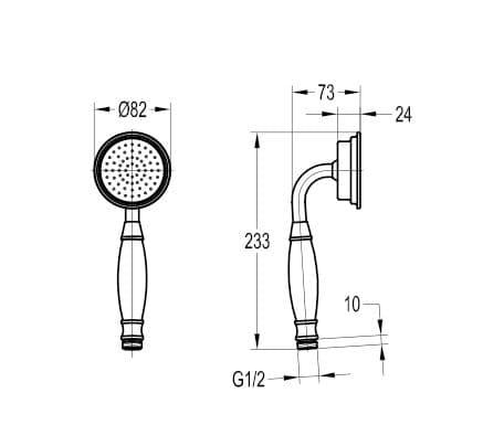 Flova Liberty Single Function Handset - Chrome KI040 - Envy Bathrooms Ltd