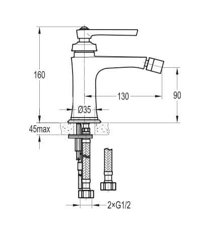 Flova Liberty Single Lever Mono Bidet Mixer Tap with Clicker Waste - Oil Rubbed Bronze LIBID-ORB - Envy Bathrooms Ltd