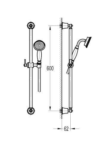 Flova Liberty Slide Rail Kit with Single Function Handset - Chrome LISFSS - Envy Bathrooms Ltd