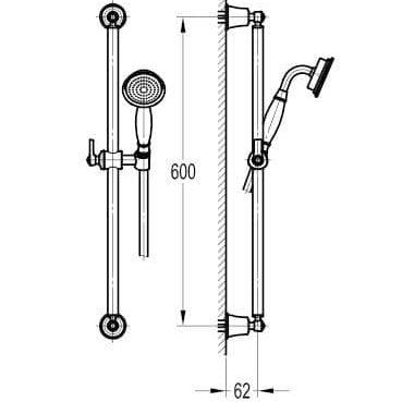 Flova Liberty Slide Rail Kit with Single Function Handset - Oil Rubbed Bronze LISFSS-ORB - Envy Bathrooms Ltd