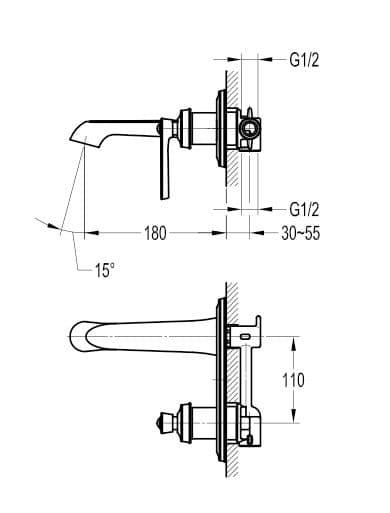 Flova Liberty Wall Mounted Basin Mixer Tap with Clicker Waste - Oil Rubbed Bronze LI2HWMBAS-ORB - Envy Bathrooms Ltd
