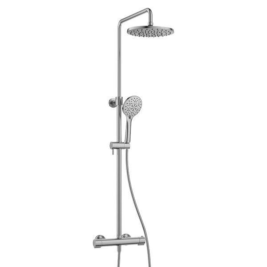 Flova Linea Thermostatic 2-Outlet Adjustable Height Shower Column – Brushed Nickel - BN-EXPSKIT - Envy Bathrooms Ltd