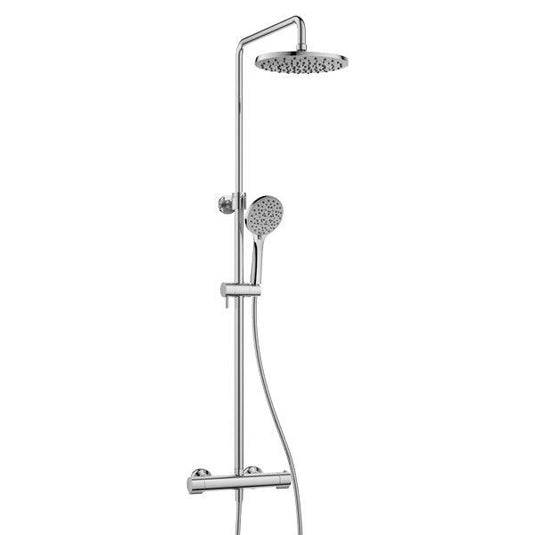 Flova Linea Thermostatic 2-Outlet Adjustable Height Shower Column – Diamond Chrome - EXPSKIT - Envy Bathrooms Ltd