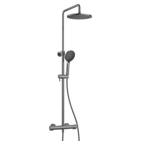 Flova Linea Thermostatic 2-Outlet Adjustable Height Shower Column – Gun Metal - GM-EXPSKIT - Envy Bathrooms Ltd