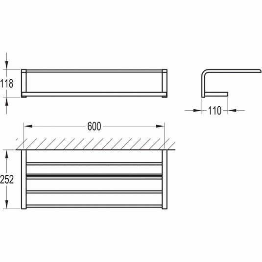 Flova Lynn 600mm 4 Bar Tiered Towel Shelf - Envy Bathrooms Ltd