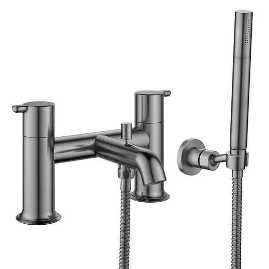 Flova Moonlight 2-Hole Deck Mounted Bath Shower Mixer Tap – Gun Metal - GM-MLBSM - Envy Bathrooms Ltd