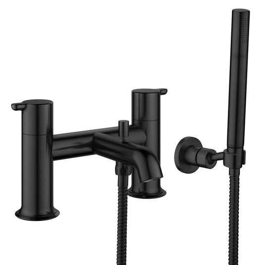 Flova Moonlight 2-Hole Deck Mounted Bath Shower Mixer Tap – Matt Black - MB-MLBSM - Envy Bathrooms Ltd