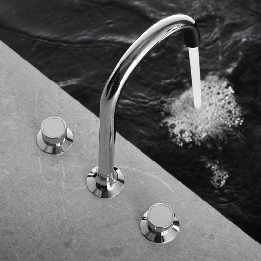 Flova Moonlight 3-Hole Deck Mounted Basin Mixer Tap – Diamond Chrome - ML3HBAS - Envy Bathrooms Ltd
