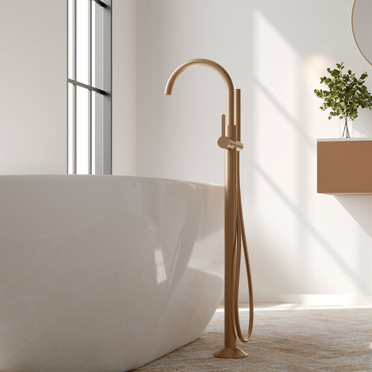 Flova Moonlight Floor Standing Bath Shower Mixer Brushed Bronze | BRO-MLFMBSM - Envy Bathrooms Ltd