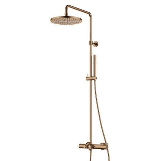 Flova Moonlight GoClick 2-Outlet Thermostatic Adjustable Height Shower Column – Brushed Bronze - BRO-MLTEXGO2-V - Envy Bathrooms Ltd