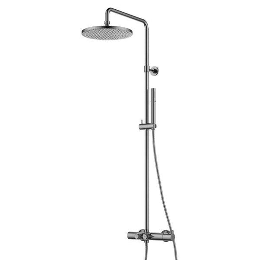 Flova Moonlight GoClick 2-Outlet Thermostatic Adjustable Height Shower Column – Gun Metal - GM-MLTEXGO2-V - Envy Bathrooms Ltd