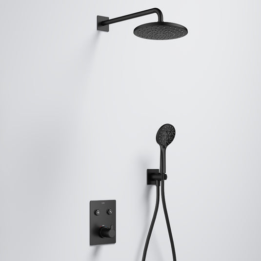 Flova Moonlight GoClick Square Shower Pack With ABS Rainshower and Handshower Kit Matt Black | MB-MLGC2PK1-SQ - Envy Bathrooms Ltd