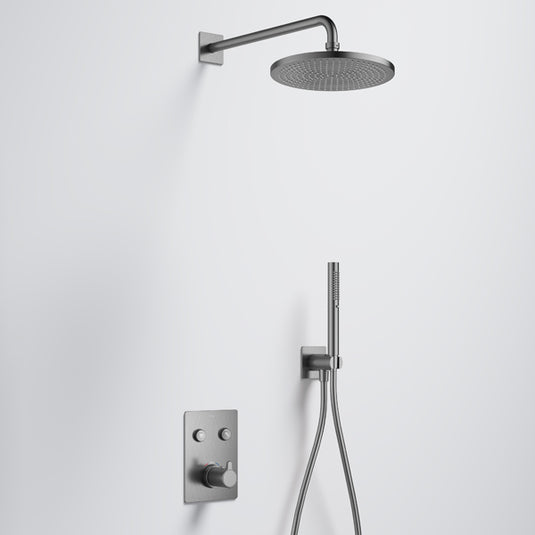 Flova Moonlight GoClick Square Shower Pack With Air-Mix Rainshower and Handshower Kit Gun Metal | GM-MLGC2PK2-SQ - Envy Bathrooms Ltd
