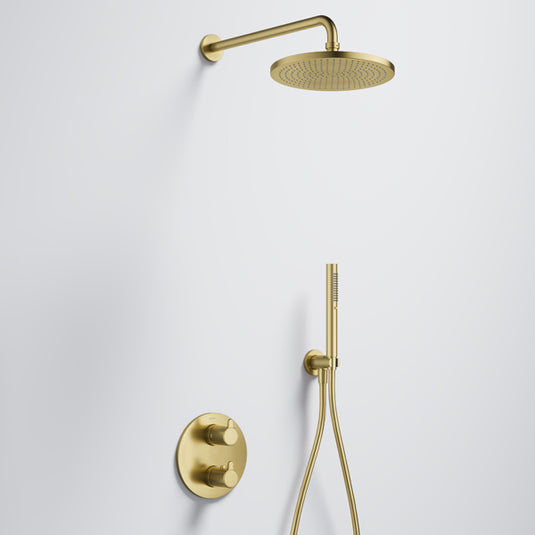 Flova Moonlight GoTurn Round Shower Pack 250mm Rainshower Brushed Brass | BRB-MLGT2PK2-RO - Envy Bathrooms Ltd