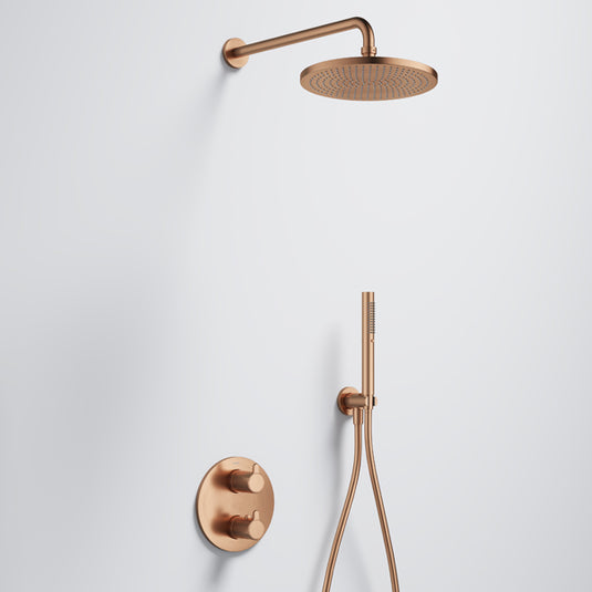 Flova Moonlight GoTurn Round Shower Pack Air-Mix Kit Brushed Bronze | BRO-MLGT2PK2-RO - Envy Bathrooms Ltd