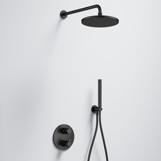 Flova Moonlight GoTurn Round Shower Pack with Air-Mix Rainshower and Handshower Kit Matt Black | MB-MLGT2PK2-RO - Envy Bathrooms Ltd