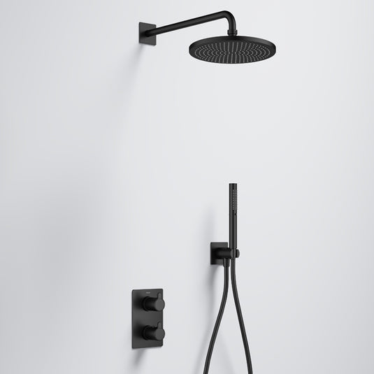 Flova Moonlight GoTurn Square Shower Pack with Air-Mix Rainshower and Handshower Kit Matt Black | MB-MLGT2PK2-SQ - Envy Bathrooms Ltd