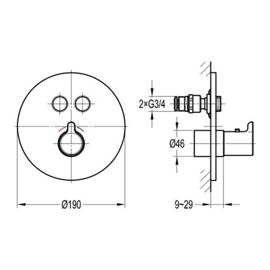 Flova Moonlight Round 2-Outlet GoClick Finishing Set – Brushed Bronze - BRO-MLGO-2/RO - Envy Bathrooms Ltd