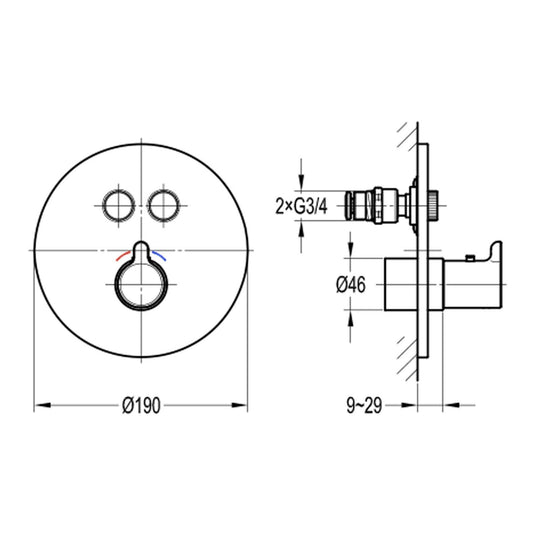 Flova Moonlight Round 2-Outlet GoClick Finishing Set – Gun Metal - GM-MLGO-2/RO - Envy Bathrooms Ltd