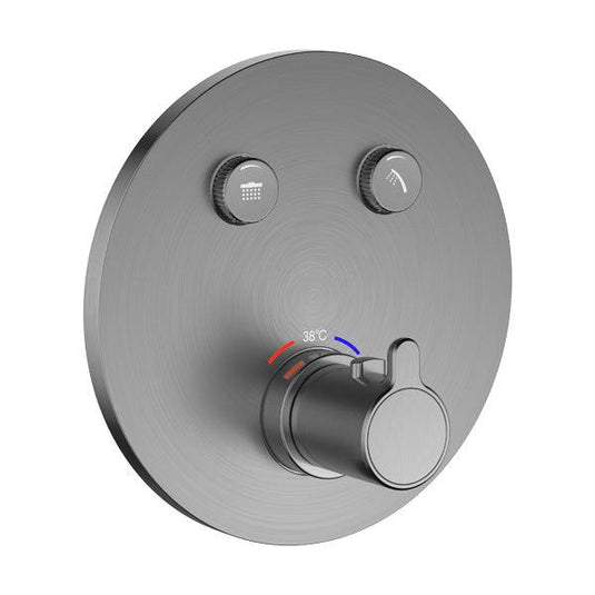 Flova Moonlight Round 2-Outlet GoClick Finishing Set – Gun Metal - GM-MLGO-2/RO - Envy Bathrooms Ltd