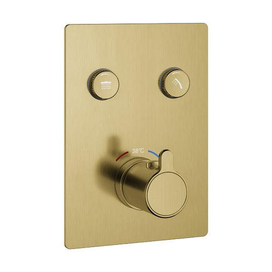 Flova Moonlight Square 2-Outlet GoClick Finishing Set – Brushed Brass - BRB-MLGO-2/SQ - Envy Bathrooms Ltd