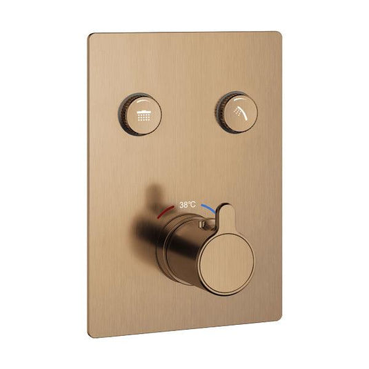 Flova Moonlight Square 2-Outlet GoClick Finishing Set – Brushed Bronze - BRO-MLGO-2/SQ - Envy Bathrooms Ltd