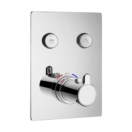 Flova Moonlight Square 2-Outlet GoClick Finishing Set – Diamond Chrome - MLGO-2/SQ - Envy Bathrooms Ltd