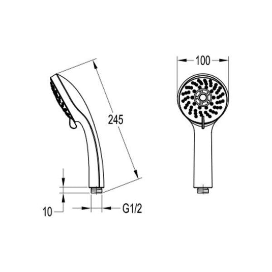 Flova Round 5-Function ABS Handshower – Diamond Chrome - KI558 - Envy Bathrooms Ltd
