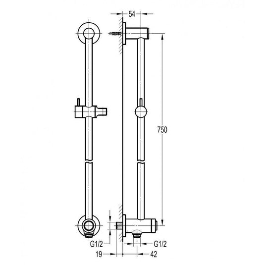 Flova Round GoClick Slide Rail With Flow Control - LVGOSS-V - Envy Bathrooms Ltd