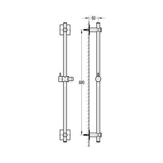 Flova Slide Rail – Square Plate – Diamond Chrome - LVSS-SQ - Envy Bathrooms Ltd