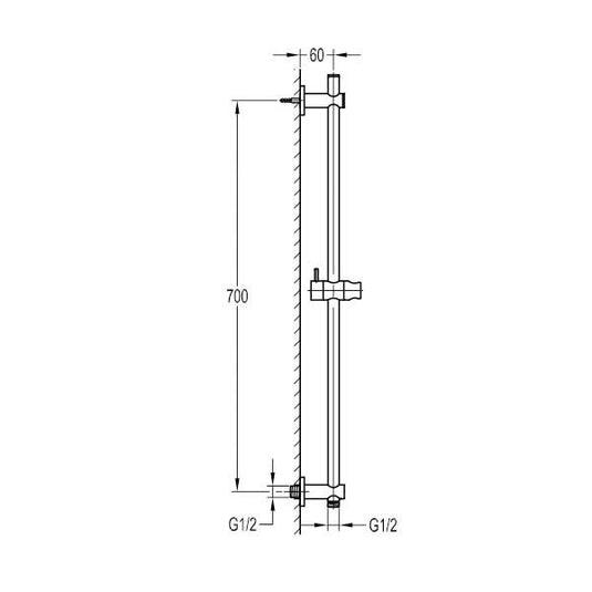 Flova Slide Rail With Integral Wall Outlet – Round Plate – Brushed Brass - BRB-LVSSWO - Envy Bathrooms Ltd